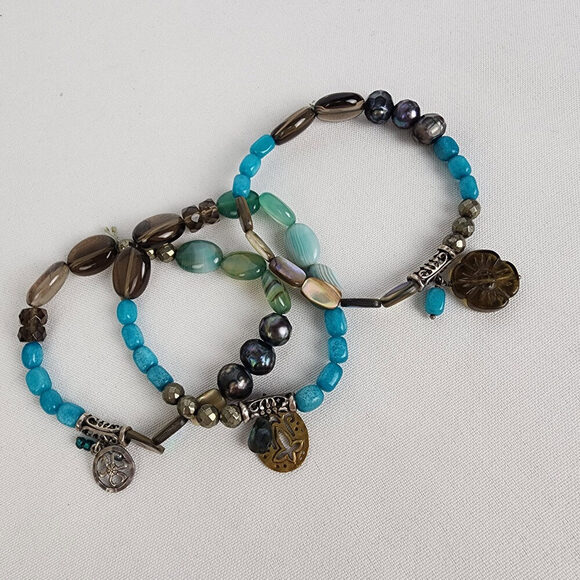 ✨ Silpada Blue Beaded Bracelet Set - Set of 3 - Picture 2 of 7